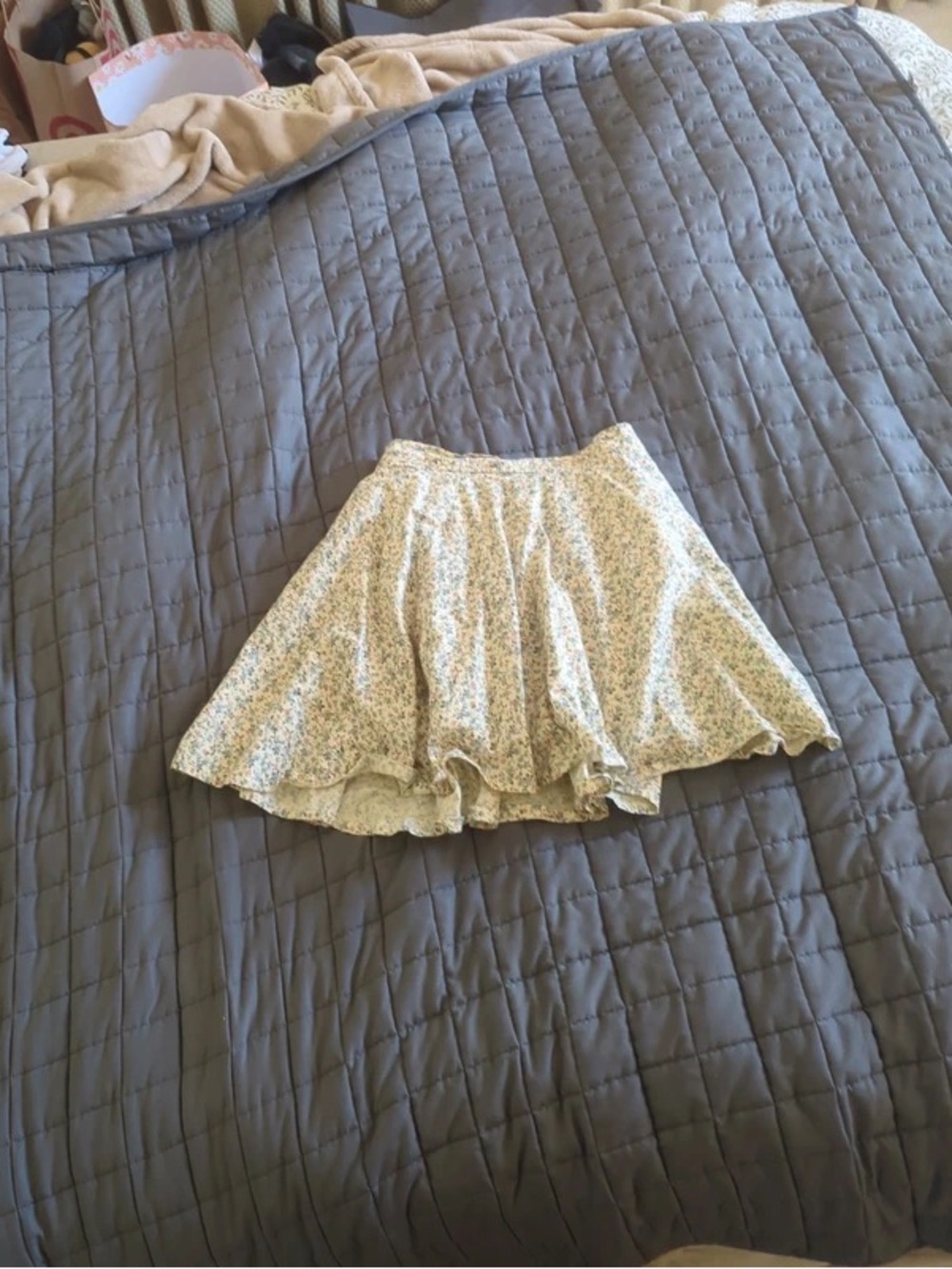Floral A-Line Mini Skirt - Cream Floral